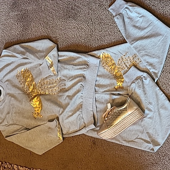 Beautiful Gold Beaded Jogger Set NWOT - Picture 6 of 6